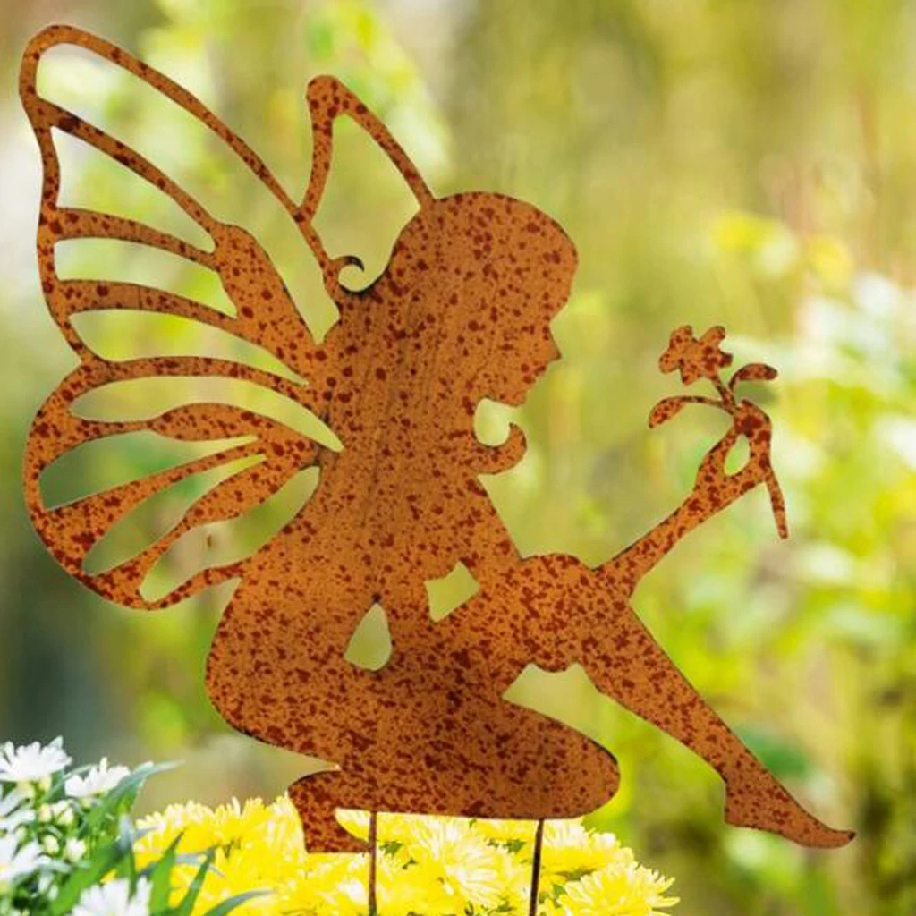 Large Garden Angel/Fairy Stake Metal Yard Decor for Outdoor Lawn Decoration
