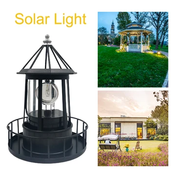 

Easy Install Home Energy Saving Battery Powered LED Solar Lighthouse Yard IP65 Waterproof 360 Degree Rotating Hanging Garden