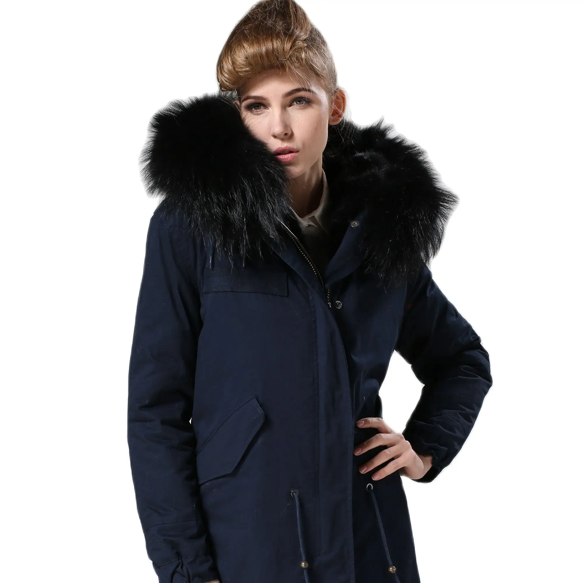 

Стильная Длинная темно-синяя парка, зимнее пальто Mr & Mrs, теплое ветрозащитное отличное пальто, женская одежда из искусственного меха