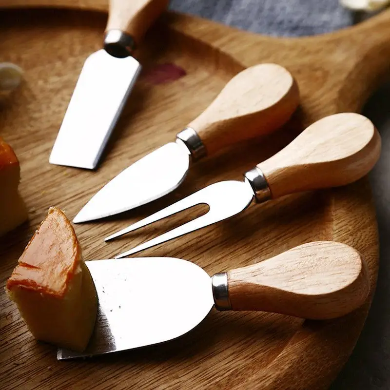 WINOMO 4 шт./компл. Нержавеющая сталь сыр Ножи практичный бамбуковой ручкой нож для сыра нож для резки сыра для дома Кухня аксессуары