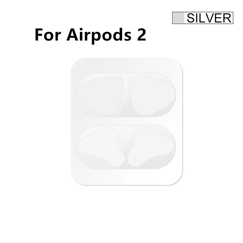silver for airpods 2 Защита от пыли для Apple Airpods Bluetooth наушники металлические для Airpods 2 Air Pods беспроводные наушники зарядная коробка защита от пыли - Цвет: silver for airpods 2