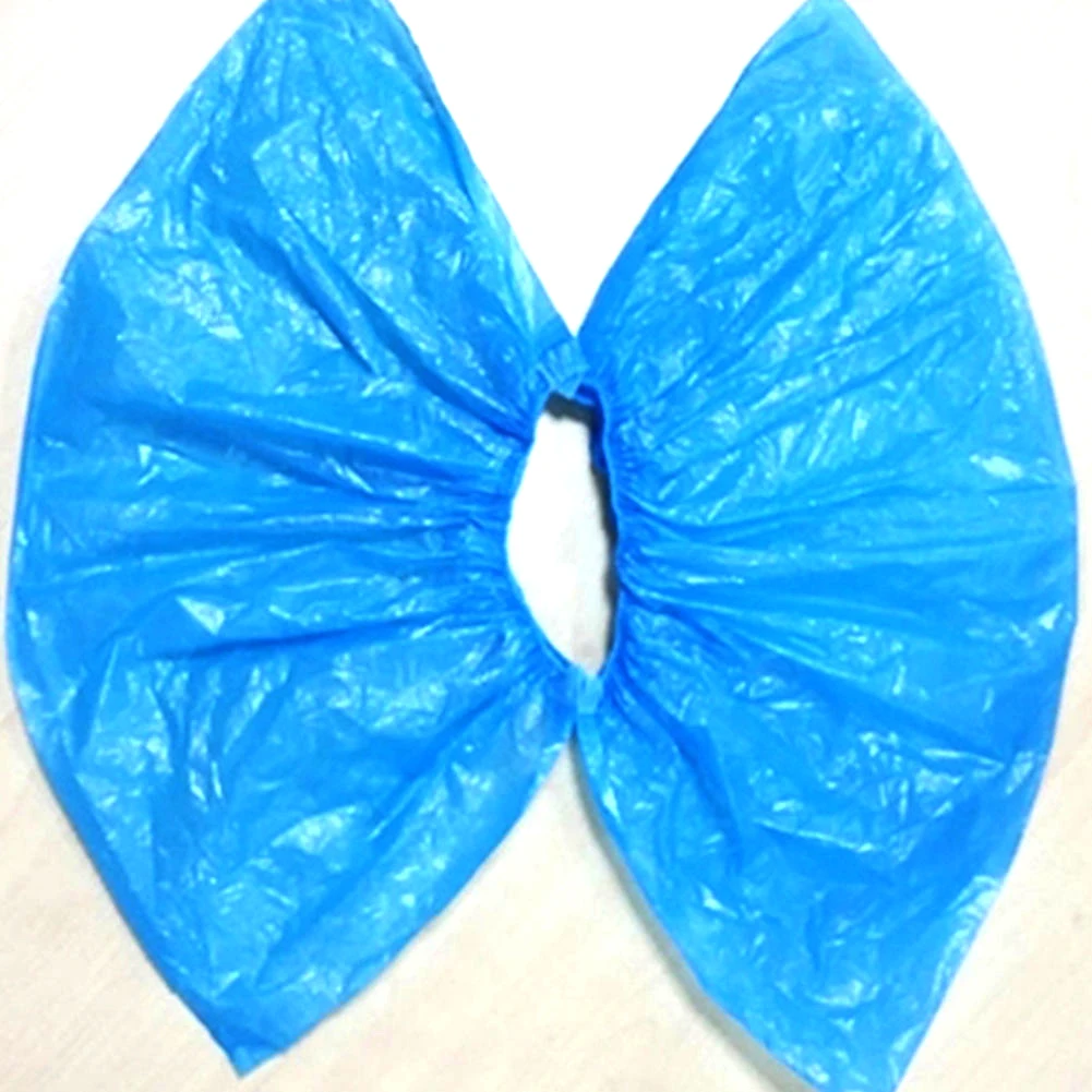 useful 100Pcs Easy to Wear Waterproof Blue Disposable Plastic Boot Shoes Elasticated ankle Cover Durable Lab Cleaning Overshoes