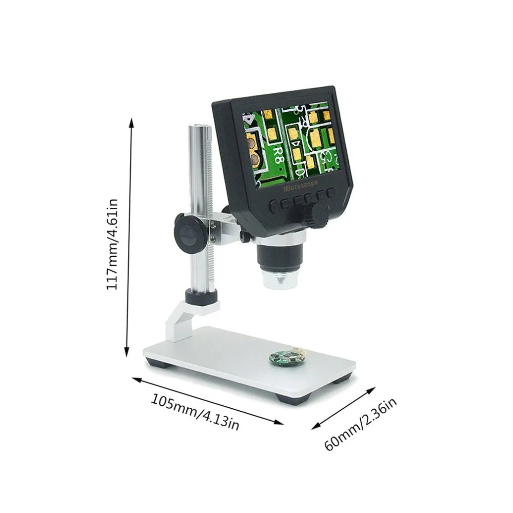 Цифровой USB микроскоп 600X4,3 ЖК-экран электронный монитор Лупа 3.6MP CCD Регулируемый 8 светодиодов