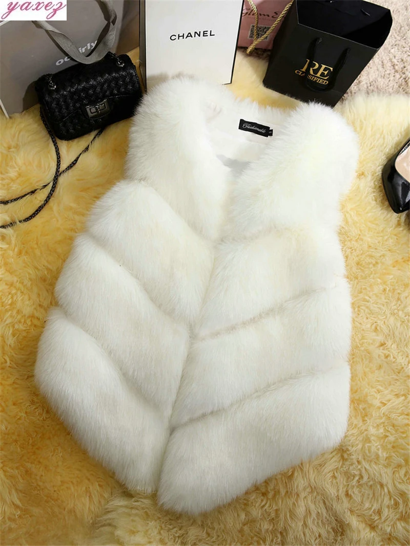 Fashion Warm Faux Fur Fox Vest Women Winter Casual Artifical Fur Warm Coat Super X Waistcoat Female Faux Furs Wholesale