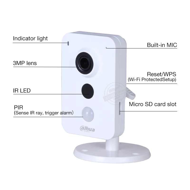 Оригинальная встроенная сетевая Wi Fi камера Dahua стандарта 3MP K IR 10m Micro SD карта H.264
