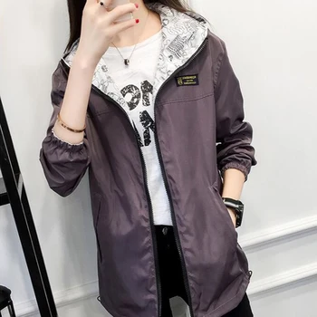

Fashion Women Solid Hoodies Jackets Double-Sided Wear Casual Hooded Zippers Sweatshirts Streetwear Female Loose Big Size Coat