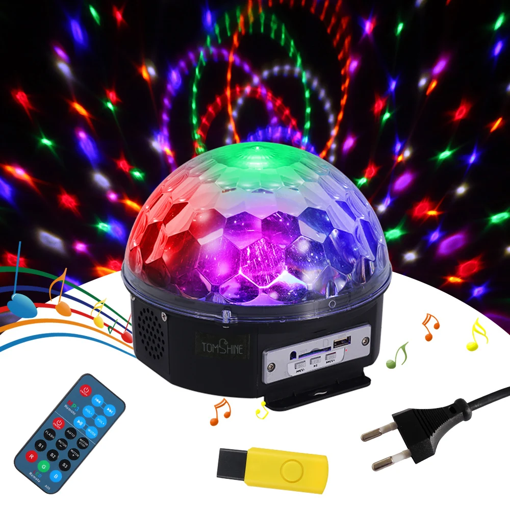 Мини Вращающийся магический шар светодиодный светильник RGB Звук Активированный пульт дистанционного управления двойные колонки Диско сценическое шоу KTV вечерние сценические Свадебные бар