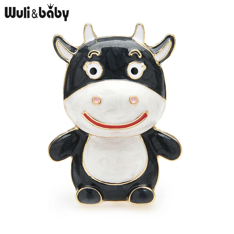 Женская эмалированная брошь Wuli &amp baby в виде смайлика 3 цвета Новогодняя быка