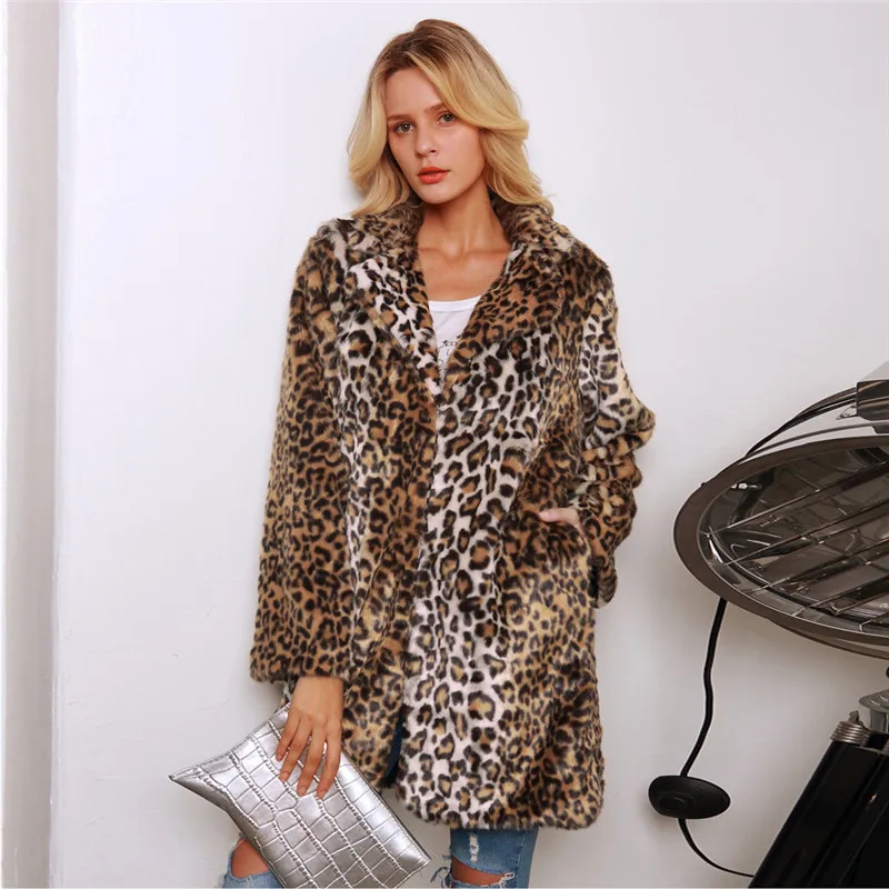 

Fur Coat Winter Lady Womens Warm Short Faux Fur Coat Leopard Long Jacket Parka Outerwear Female Jacket Artificial Fur Coat
