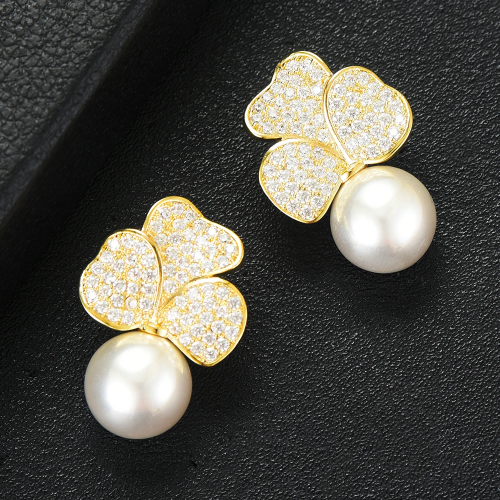 

GODKI Famous Brand Monaco Gold Imitation Pearl Earrings For Women Wedding pendientes mujer moda 2020