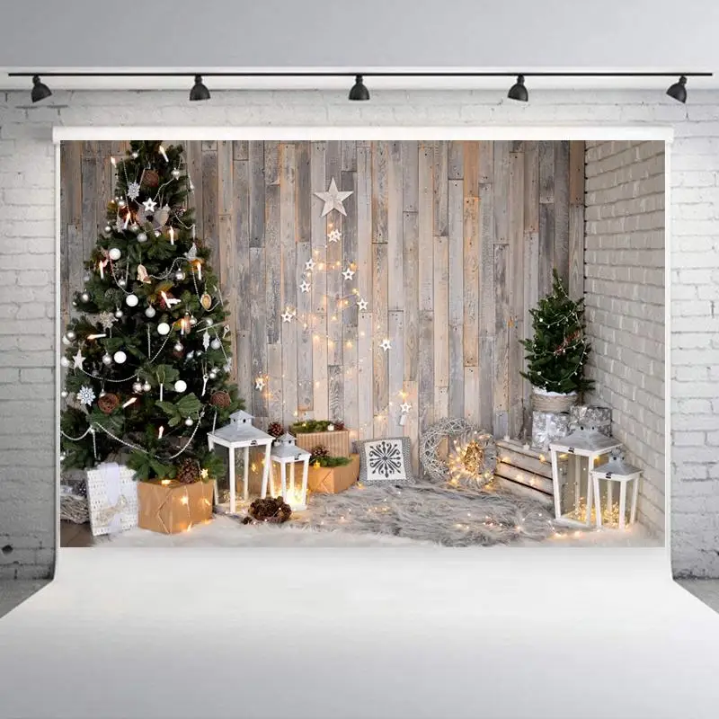 Christmas Tree Wooden Board Star Deer Baby Photography Backgrounds Customized Photographic Backdrops For Photo Studio - Color: 6