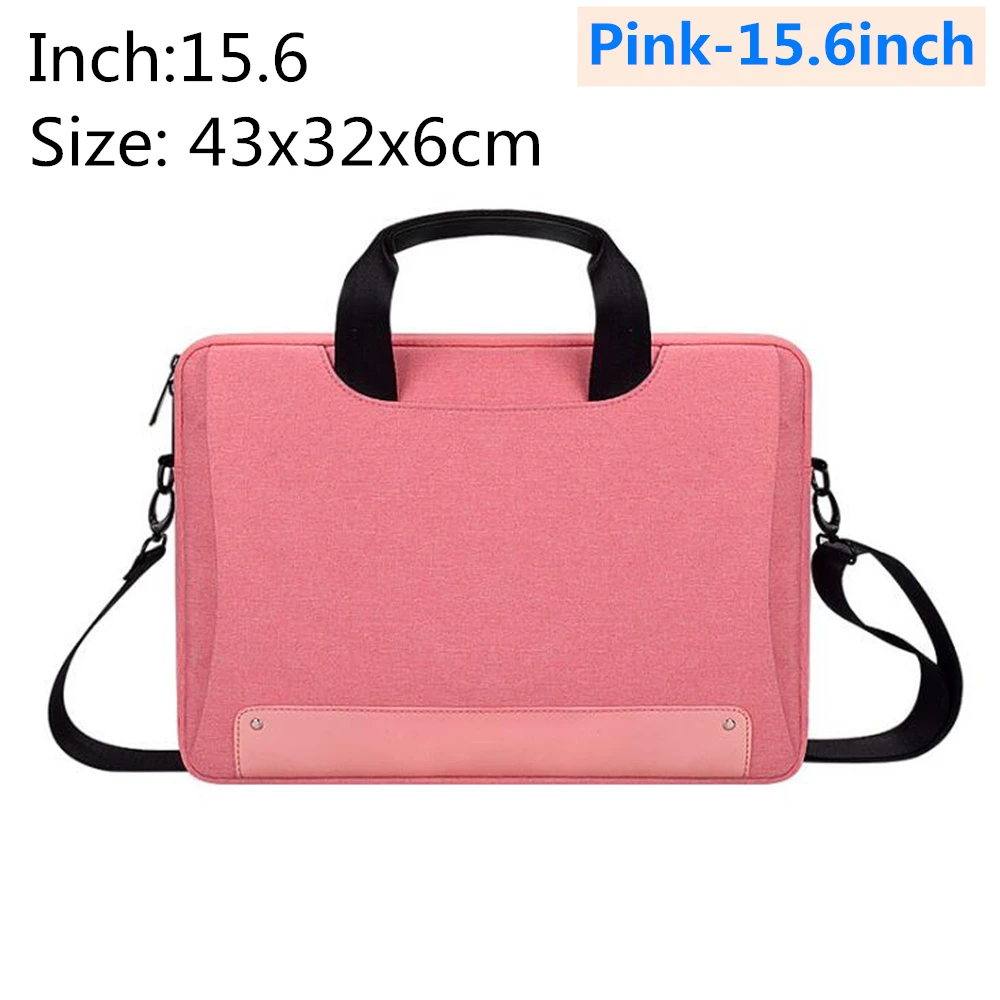Pink-15.6inch Водонепроницаемая сумка для ноутбука 13,3 14,1 15 15,6 дюймов сумка на плечо для ноутбука защитный чехол - Цвет: Pink-15.6inch