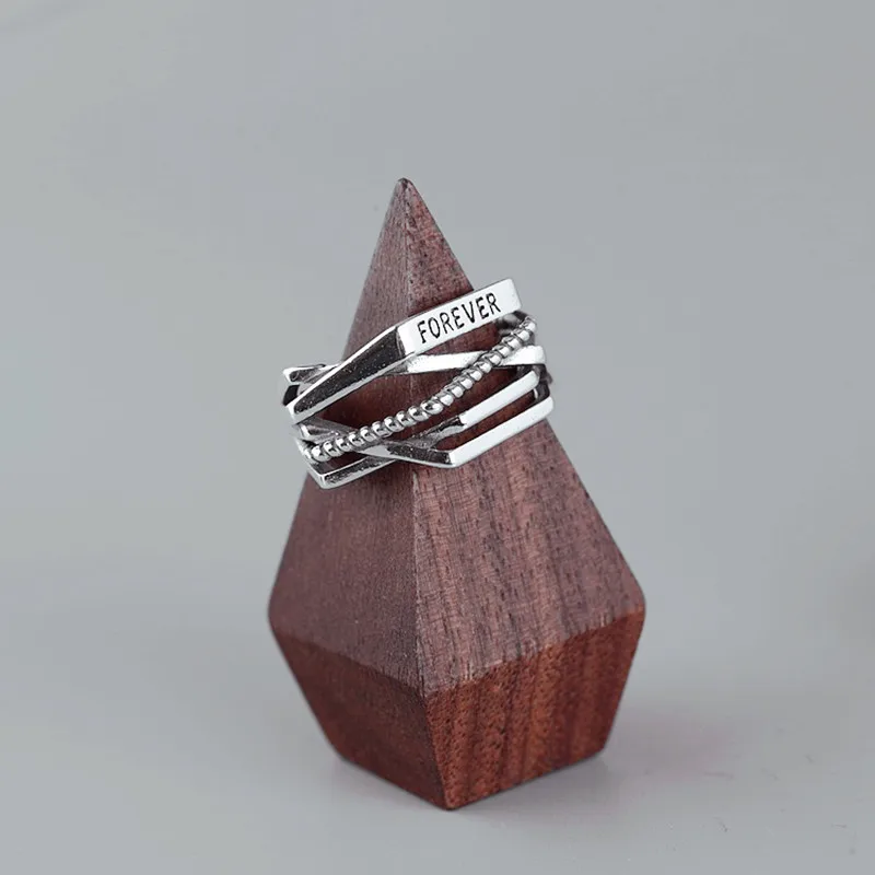 DreamySky Bijoux Boho 925 пробы серебряные геометрические кольца оригинальной формы для женщин Подарки большие Регулируемые кольца на палец