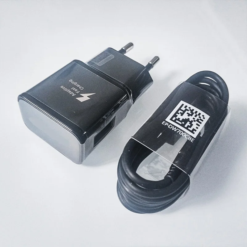 Быстрое зарядное устройство для samsung S10 S8 S9 Plus 9V1. 67A адаптер с вилкой европейского стандарта 2A type-C кабель для samsung A40 A50 A70 Note 8 9 зарядное устройство для телефона - Тип штекера: Charger Cable Black