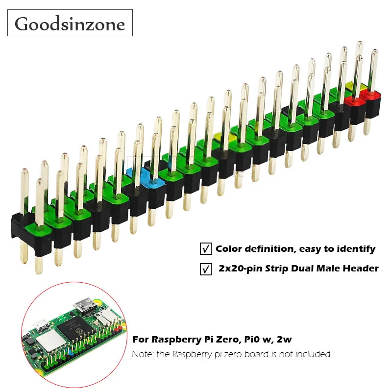 Raspberry Pi Zero 2 W 2X20-Pin Strip Dual Male Header, Multicolor Impilabile Header / Extender Per Raspberry Pi Zero, Pi0 W, 2 W
