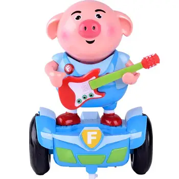 

RCtown Electronic Cartoon Pig Car Music Seaweed Pig Animal Balance Hand Car Toy