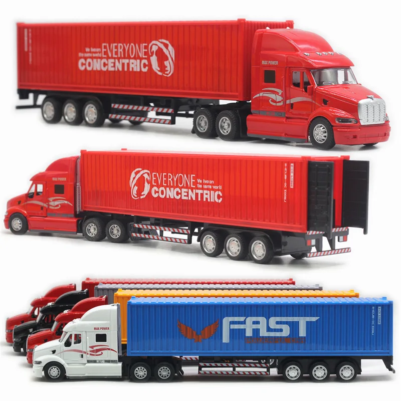 

American alloy trailer head heavy container Truck with sound and light model toy