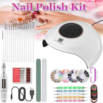 

Manicure Set UV Led Lamp Electric Nail Drill Gel Polish Set Painting Dotting Pen Everything for Manicure Machine Tools Brush Set