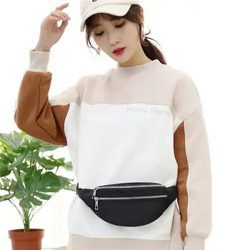 

New unisex men waist bags women banana pink fanny pack men belt bag black geometric waist packs laser chest phone pouch