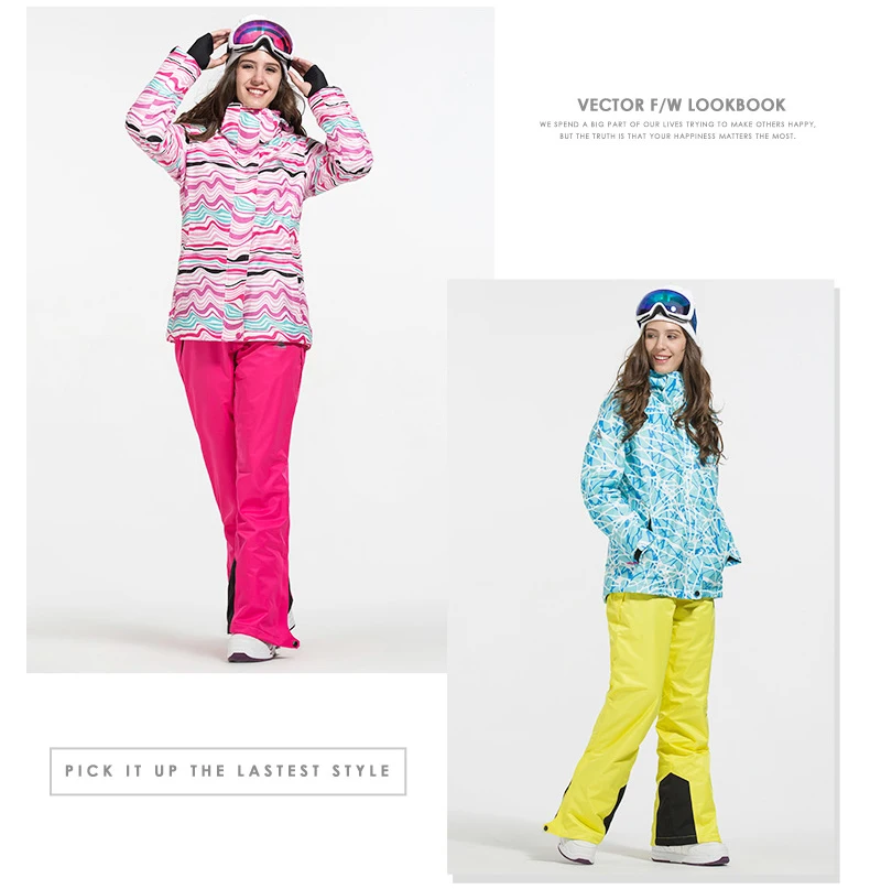 Женская лыжная куртка комбинезоны с капюшоном теплые спортивные зимние костюмы для женщин ветрозащитная Сноубординг Женская лыжная одежда наряды