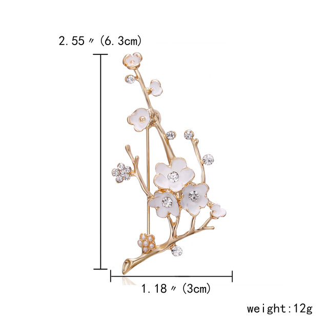 Pearl Flower Brooches Women Elegant Fashion Crystal Leaf Branch Plant Lapel Pin Rhinestone Brooch Wedding Party Jewelry