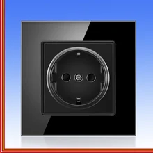 Европейская стандартная белая черная Золотая кристальная Стеклянная Панель Ac 110 250v 16a настенная розетка 16a 2100ma электрическая настенная розетка