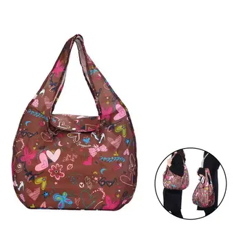 

Foldable Large Shopping Bag Eco-friendly Travel Recycle Bag Portable Handy Shopping Grocery Bags Tote Bag,Brown Love Flower