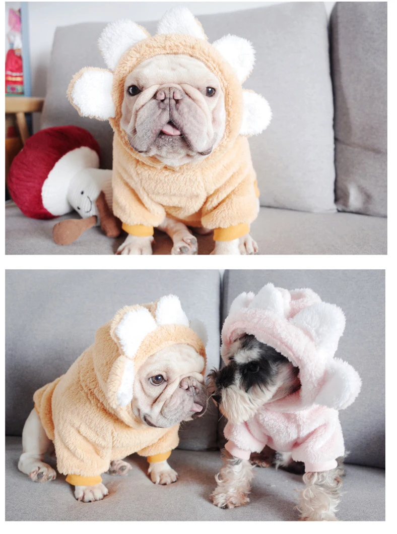 SUPREPET Одежда для собак зимняя для французского бульдога шапка-Подсолнечник теплый флисовый свитер для собак чихуахуа Рождество ropa perro