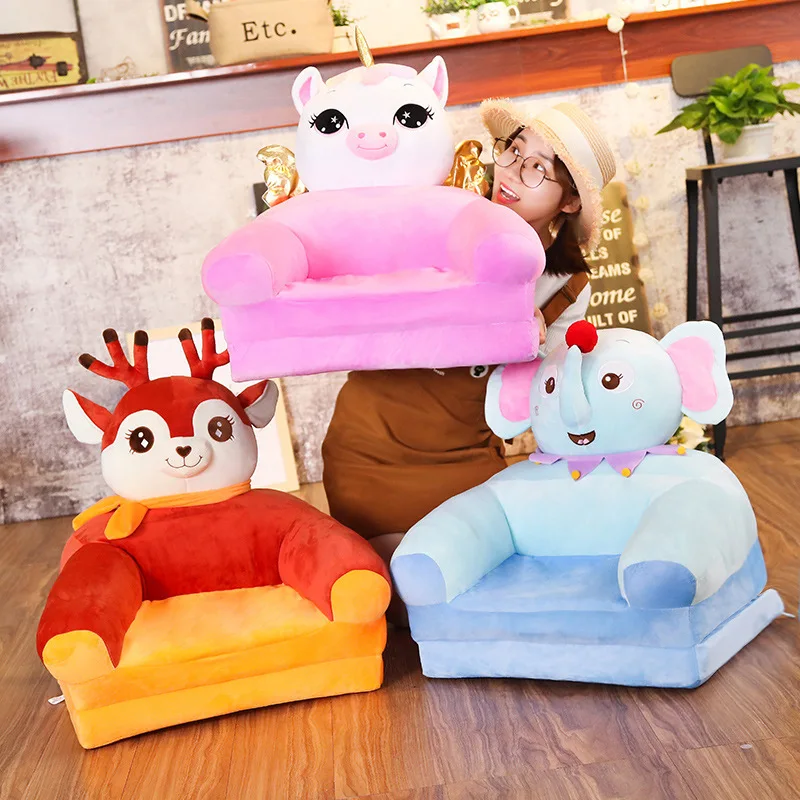 

2019 New Style Cartoon Folding Sofa Plush Elk Chair Children Birthday Gift Customizable Logo