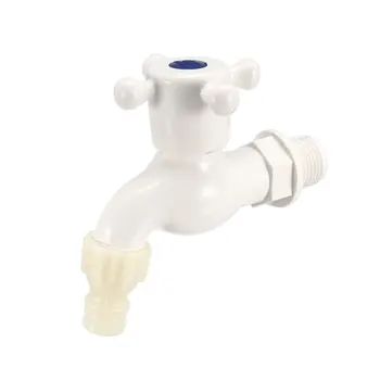 

uxcell 1 pcs Plastic Water Tap Faucet Cross Handle with Single Spout G1/2 Male Thread Suitable for Kitchen, Bathroom, Garden