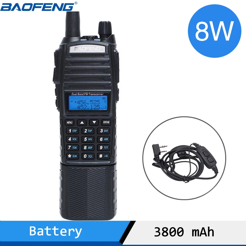 walkie talkie for sale Baofeng UV-82 plus 8watts powerful 8W High Power Walkie Talkie 3800mAh Battery With DC Connector Dual Band 10km handheld radio best walkie talkie for long distance Walkie Talkie