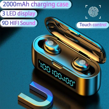 

Wireless Headphones Bluetooth Earphone With 3 LED Display 2000mAh Charging Box Sports Waterproof Earbuds Touch Control Headset