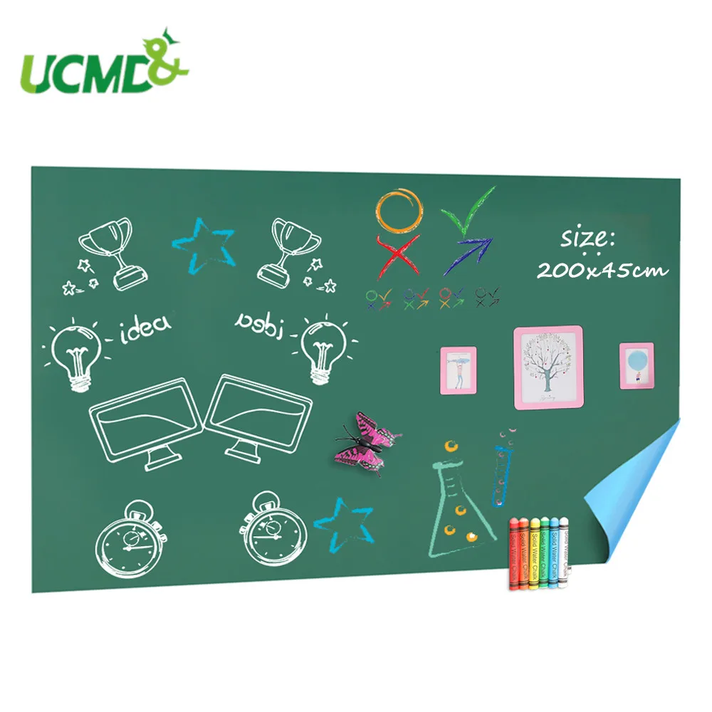 

45 x 200cm Self-adhesive Chalkboard Blackboard Stickers Removable Room Decor Wall Sticker Erasable Drawing Learning Note Board