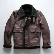 Новинка, мужская куртка из овчины для холодной зимы, Повседневная однобортная куртка из овчины с подкладкой из шерсти, куртки пилота для русской зимы