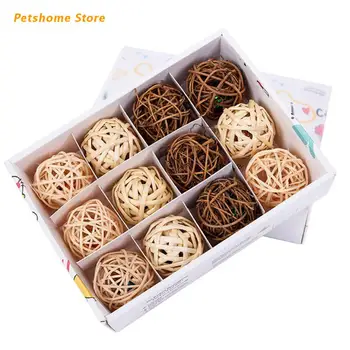 

Funny Kitten Cat Playing Toy Bell Rattan Ball for Cat Training Teeth Cleaning