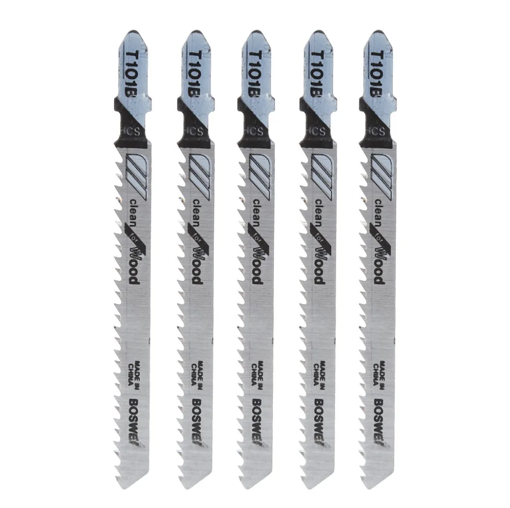 

5 Pcs T101B HCS 100mm Jigsaw Blade Clean For Wood T-Shank Jig Saw Blades