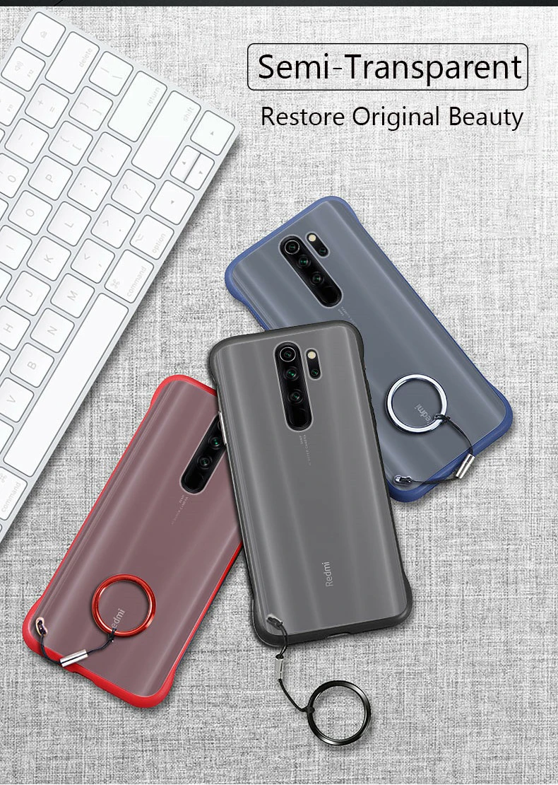 Чехол-бампер для Redmi Note 8 Pro, чехол без рамки, ультратонкий полупрозрачный матовый Жесткий Чехол для Xiaomi Redmi Note 8 Pro, чехол