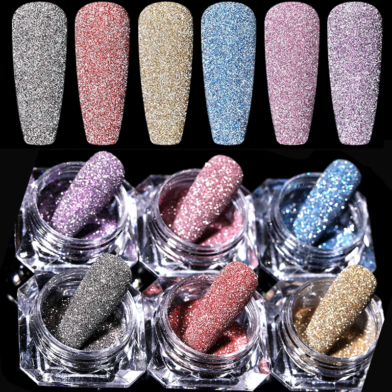 Reflective Glitter Nail Crystal Diamonds Powder Sparkling Auroras Sequins Shiny Pigment iridescent Glass Micro Drill