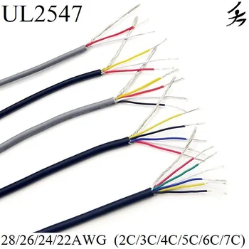 

1M Shielded Signal Wire 28AWG 26AWG 24AWG 22AWG Copper Cable 2 3 4 5 Core PVC Channel Audio Headphone Control Wire Line UL2547