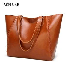 ACELURE, большая Вместительная женская сумка, повседневная сумка, женская сумка, простая, для покупок, большая сумка на плечо для женщин, Классическая, масло, воск, кожа