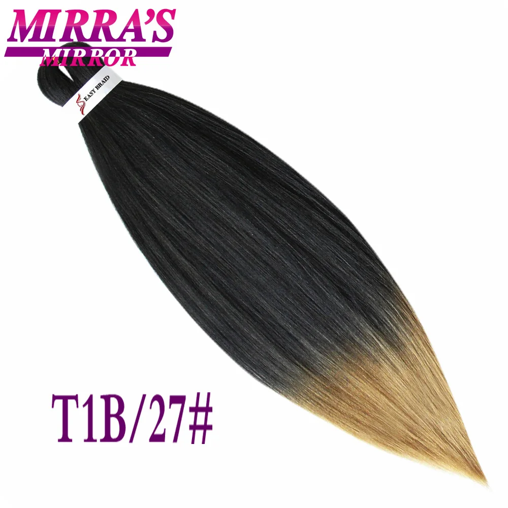Мирра зеркало предварительно растянута легкая, огромные косички, волосы с эффектом деграде(переход от плетения волос Yaki синтетические косички для наращивания волос 2 тон 26" - Цвет: T1B/27