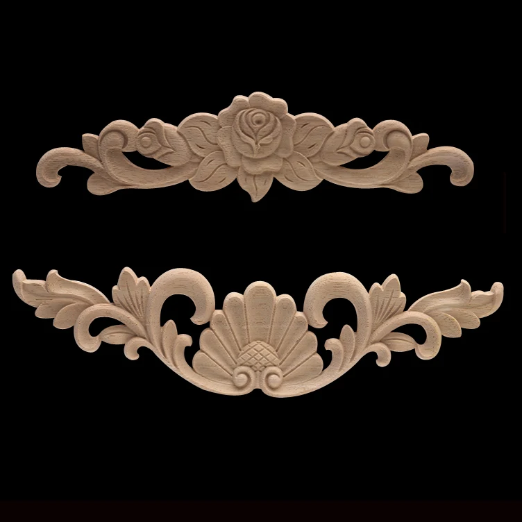 

Carved Unpainted European Natural Long Large Flower Wooden Furniture Home Window Wood Mouldings Wood Craft Wood Decal Onlay NEW