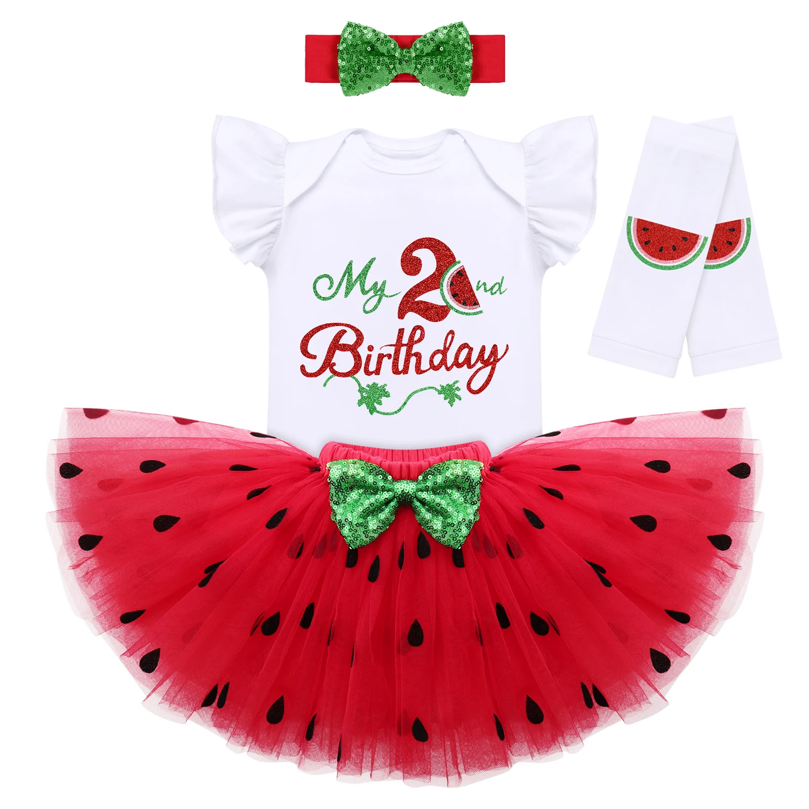 Newborn Baby Girls Birthday Dress Watermelon Pattern Theme Activity 1st Birthday Praty Photo Shoot Cake Smash Holiday Outfit baby girl cotton clothing set