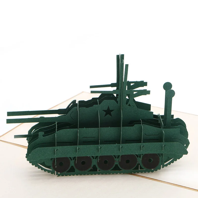  3D Pop Up Tank Greeting Card Postcard Valentines Christmas Birthday Invitation E65B - 4000265489377