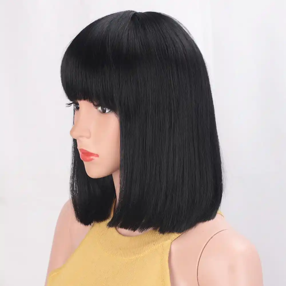 Aisibeauty Pryamye Chernye Pariki S Chelkoj Dlya Zhenshin Korotkie Volosy Sinteticheskij Bob Parik Termostojkaya Pricheska Dlya Zhenshin Kosplej Aliexpress