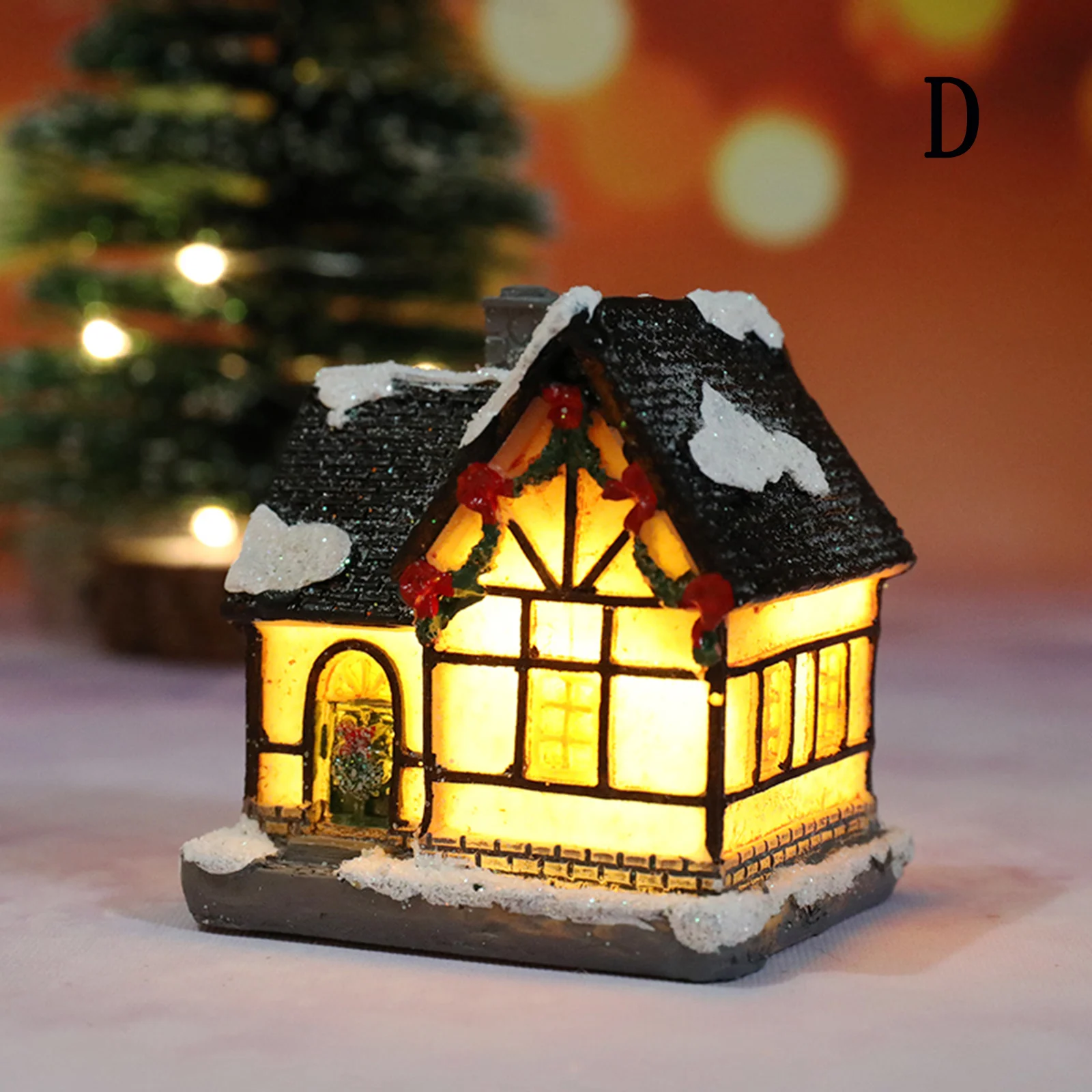 Christmas Church Village Lit House LED Lighted Mini House Christmas Collectible Battery Operated Christmas Xmas Landscape Decor