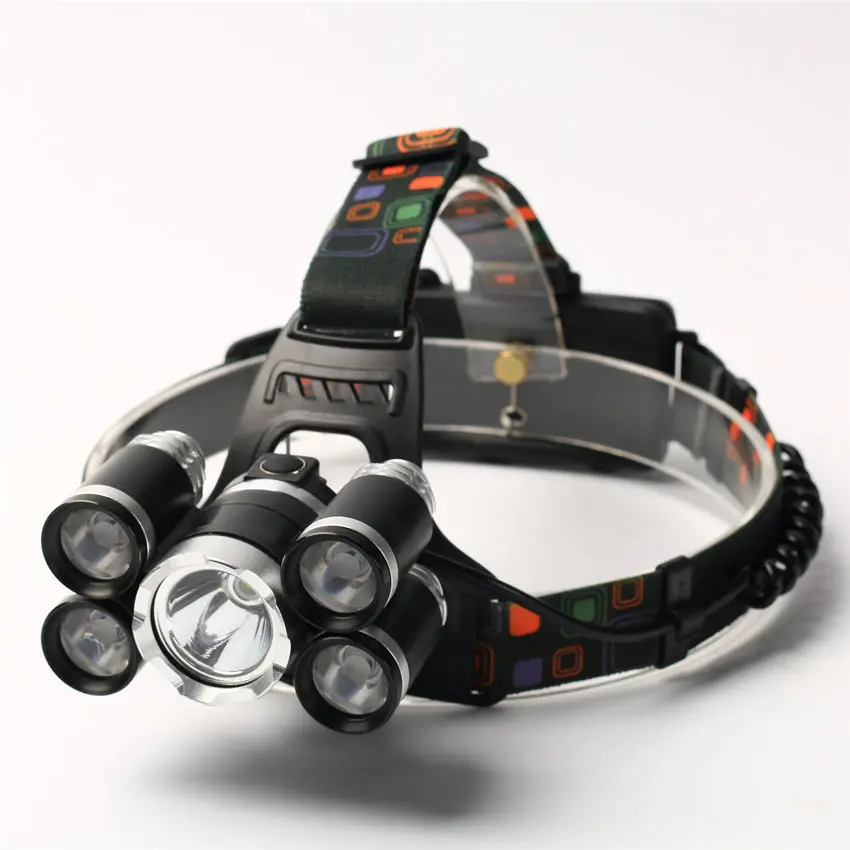 Супер Яркий T6 налобный фонарь USB Rechargeable18650 аккумулятор 5LED Алюминиевый налобный фонарь Водонепроницаемый рыболовный походный фонарь