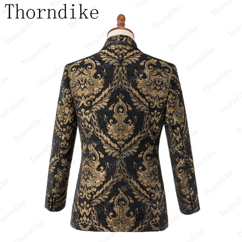Thorndike costum сделано Золотой классический узор стиль мужской свадебный костюм двубортное пальто высокого качества мужской Wondeful костюм