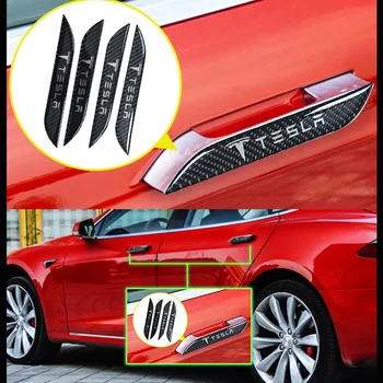 

4PCS For Tesla Model 3 Model X Model S door handle Real Carbon Protector Sticker Waterproof Door Handle Wrap Cover car styling
