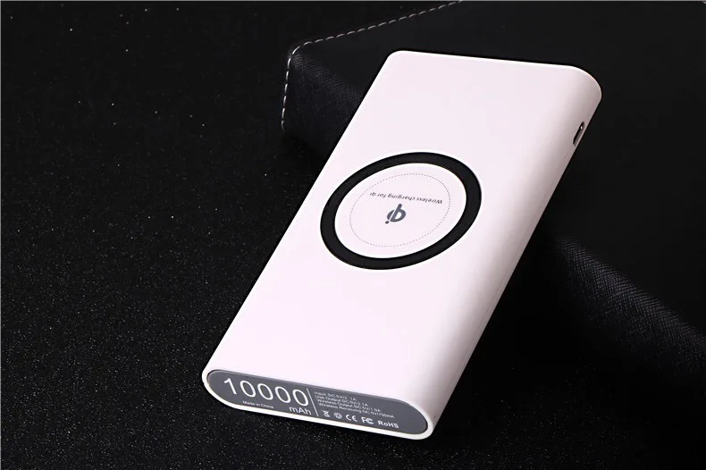 10000 мАч Qi Беспроводной Зарядное устройство Портативный Мощность Bank зарядное устройство для iPhone Xs/Xs Max/XR/X/8/8 Plus зарядного устройства резервного копирования Батарея для samsung - Тип штекера: White